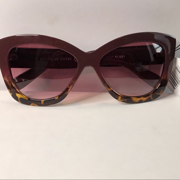 Plum/Leopard Ombre Tint Tortoise Shell Sunglasses - Picture 2 of 8